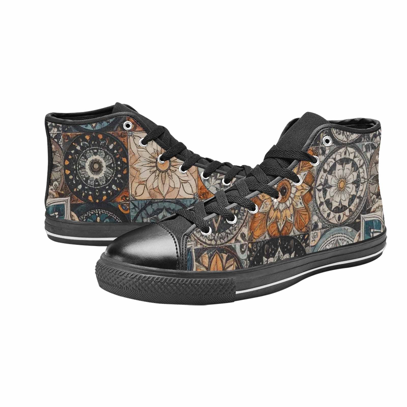 MEN'S Mandala High Top Canvas Vibrant Chaos Custom Sneakers