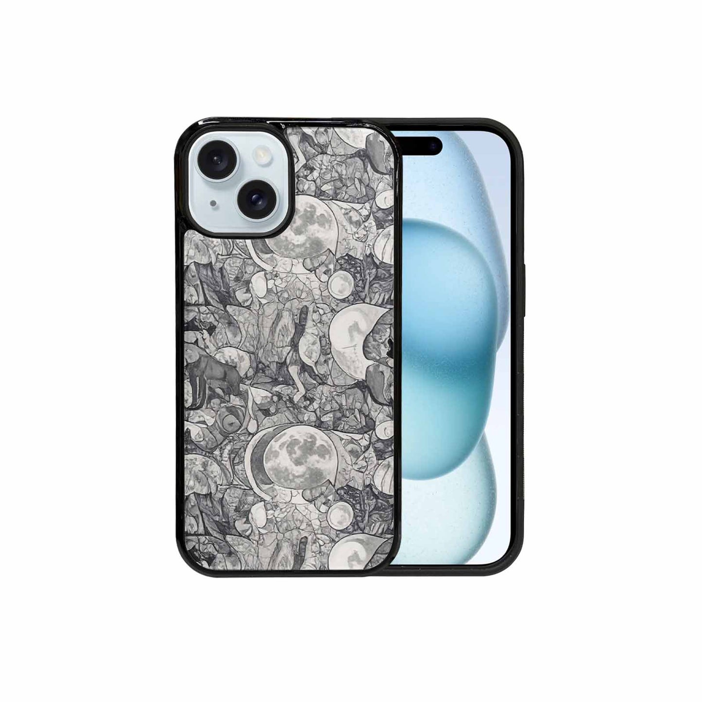iPhone 15 Case — Wolves Everywhere Collage Overlap Small Wolf, Unique Phone Case Design