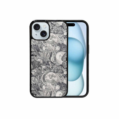 iPhone 15 Case — Wolves Everywhere Collage Overlap Small Wolf, Unique Phone Case Design
