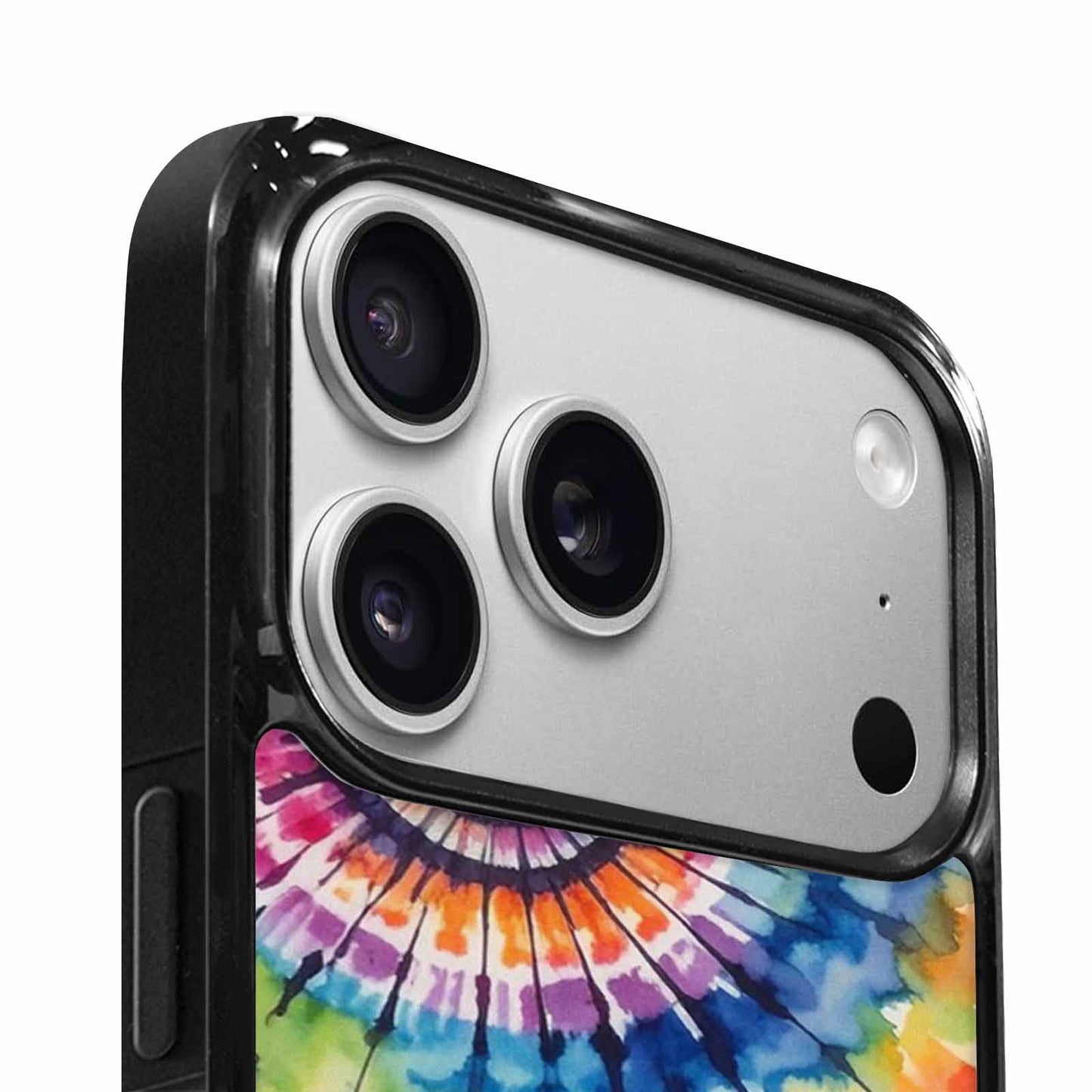 iPhone 17 Pro Case — Tie Dye Swirls Black Red Tie, Custom Printed Phone Case