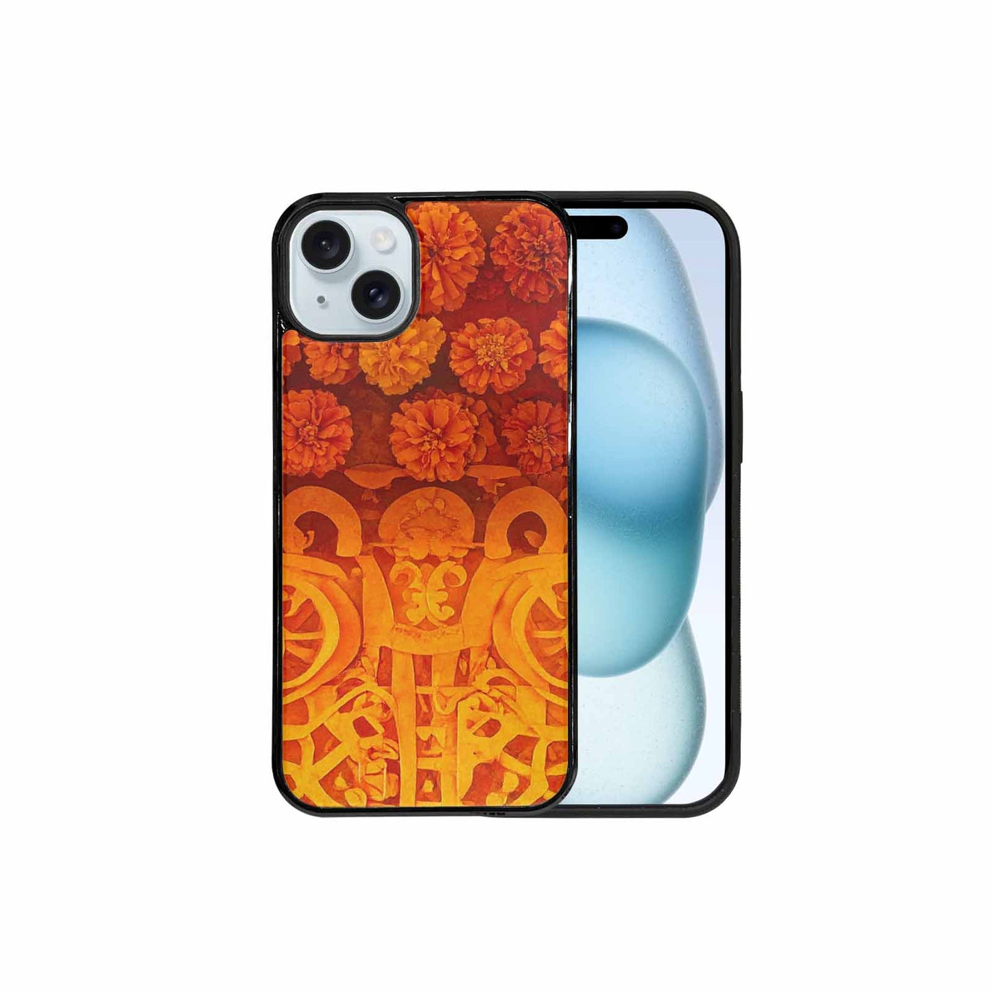 iPhone 15 Plus Case — Marigold Day Of The Dead Marigold, Custom Art Phone Cover