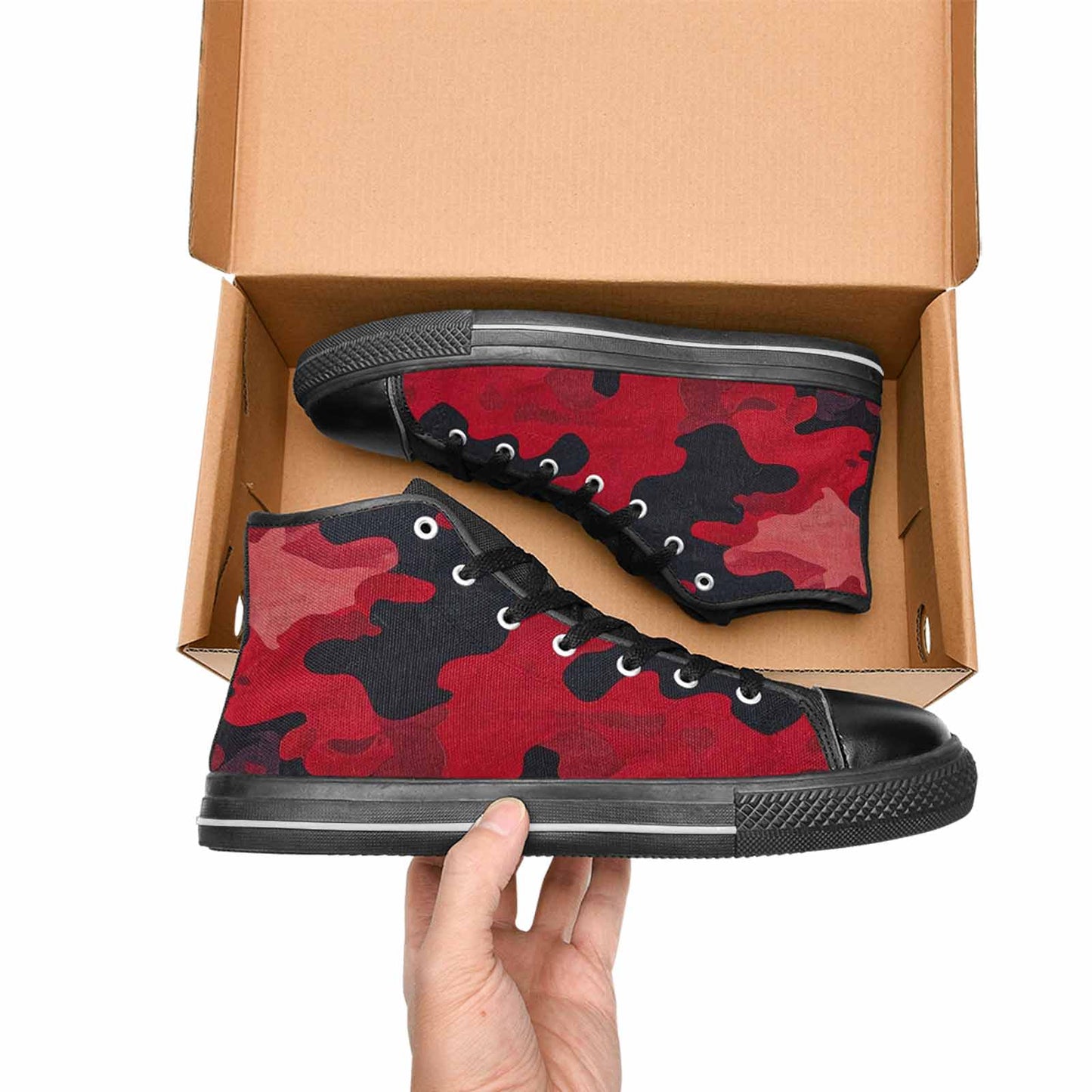 WOMEN'S Tactical Camo Red Black High Top Canvas Aesthetic Sneakers