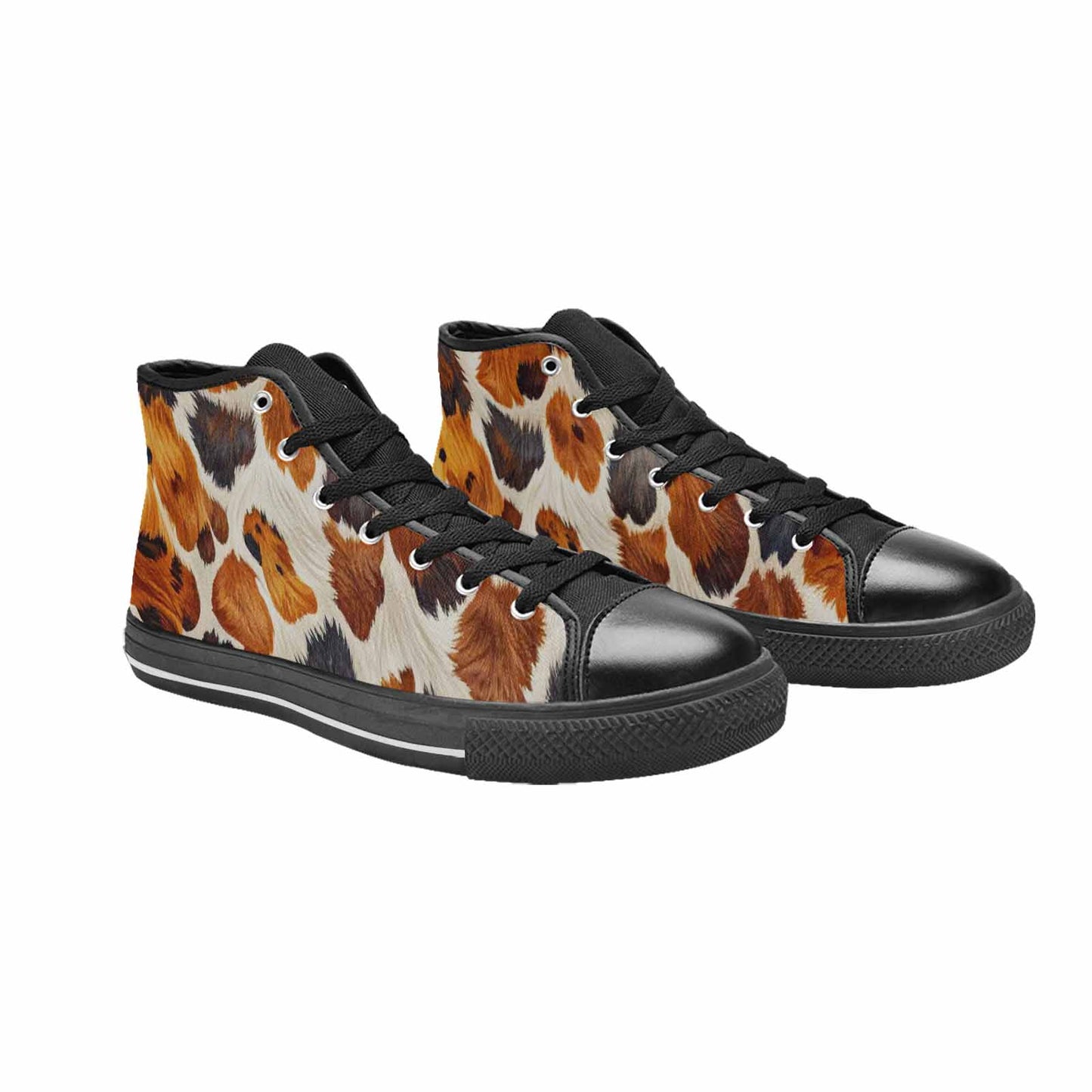 WOMEN'S Cow Animal Print High Top Canvas Surreal Shoes