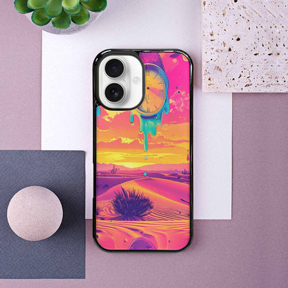 iPhone 16 Case — Surrealist Dreamscape Pattern Melting Clocks Desert, Unique Phone Case Design