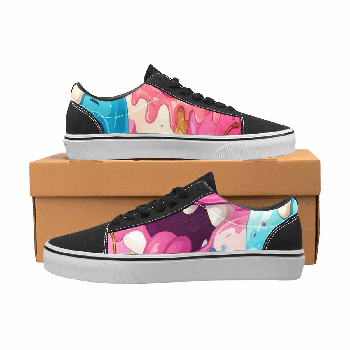 MEN'S Melting Icecream Monster Cherry Canvas Lace-Up Dreamcore Custom Sneakers