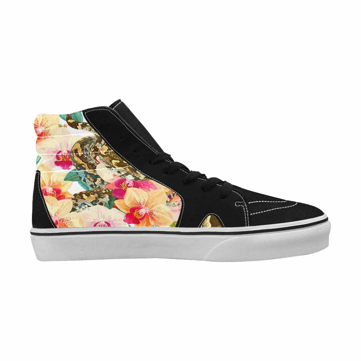MEN'S Floral Snake Print High Top Canvas Vivid Custom Shoes