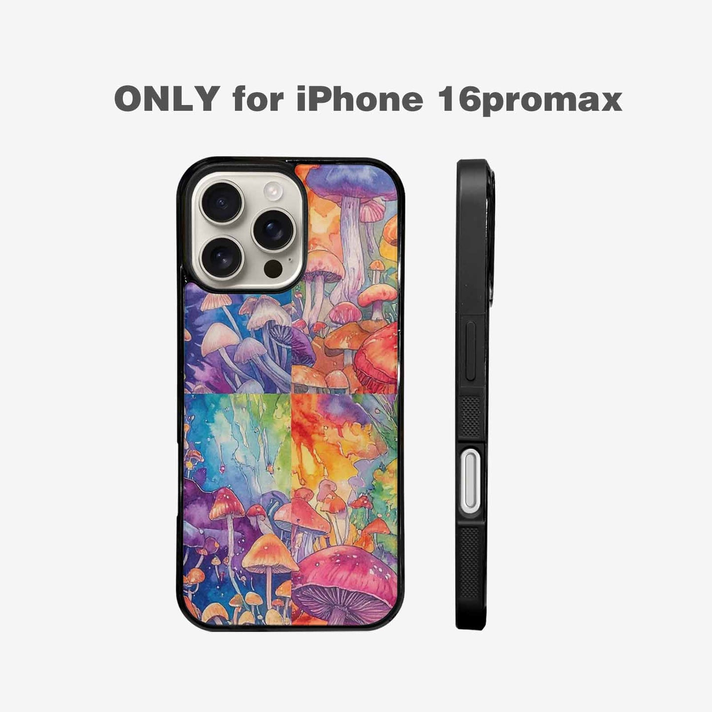 iPhone 16 Pro Max Case — Mushrooms Tie Dyemushrooms Pat 6t6 Personalized, Custom Designed Case Cover
