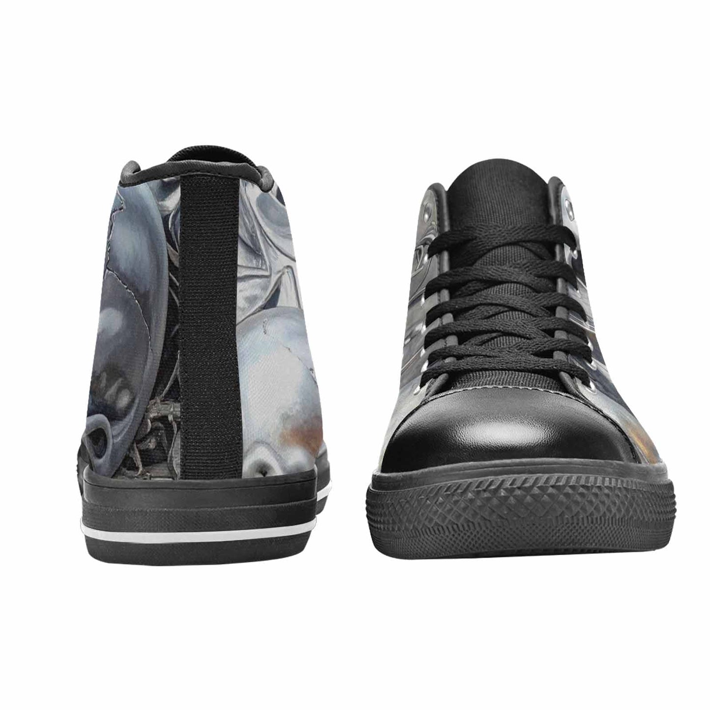 WOMEN'S Skulls Roses Chrome Airbrush High Top Canvas Surreal Shoes