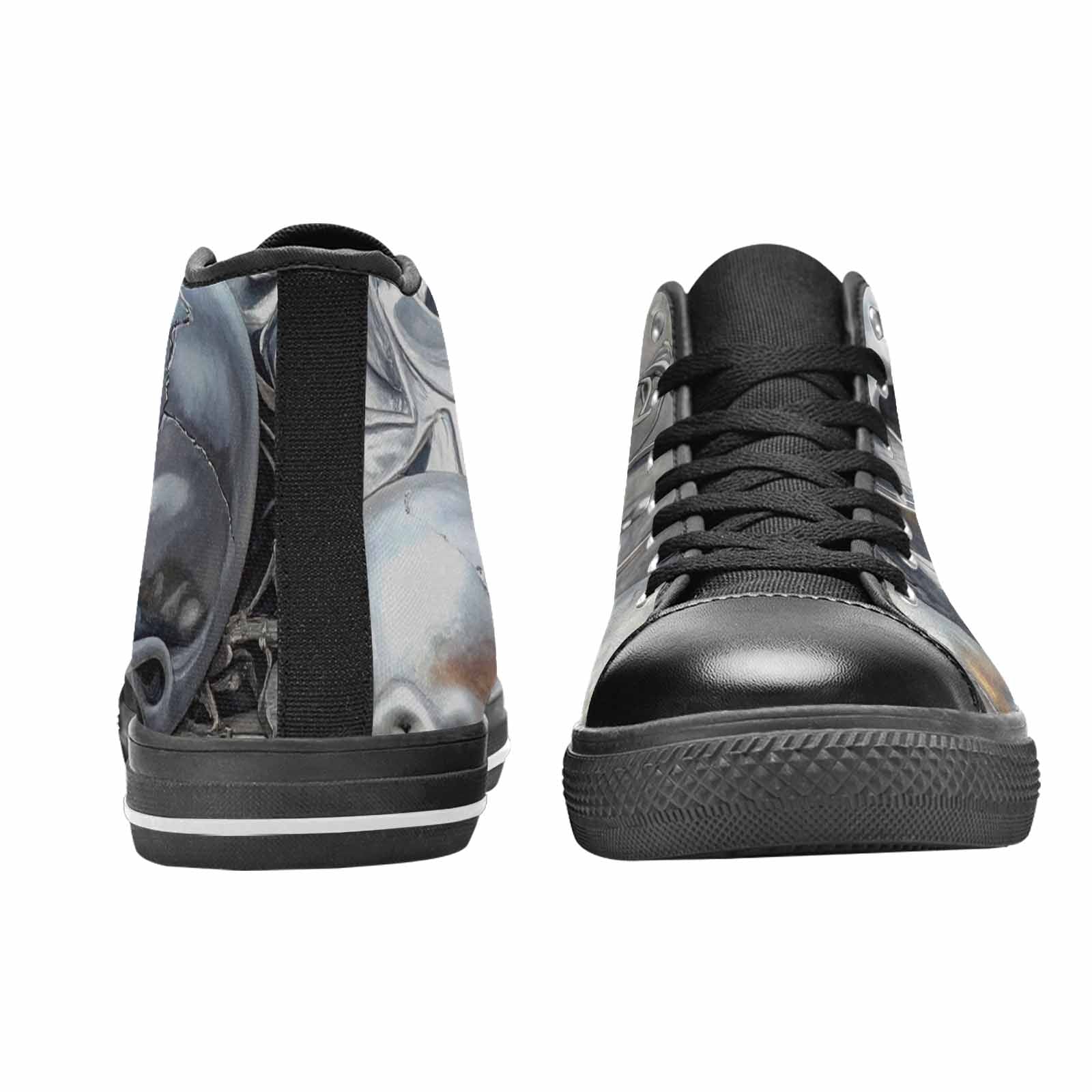 WOMEN'S Skulls Roses Chrome Airbrush High Top Canvas Surreal Shoes