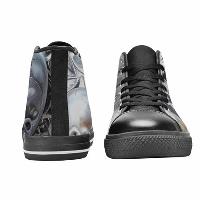 WOMEN'S Skulls Roses Chrome Airbrush High Top Canvas Surreal Shoes