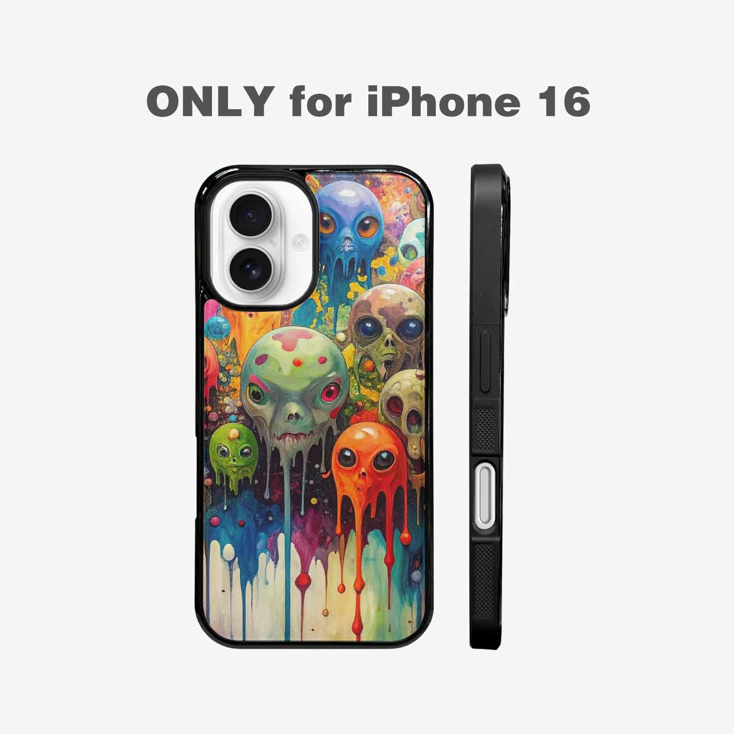 iPhone 16 Case — Aliens Camomelting Aliens Patt E6l, Custom Printed Phone Case