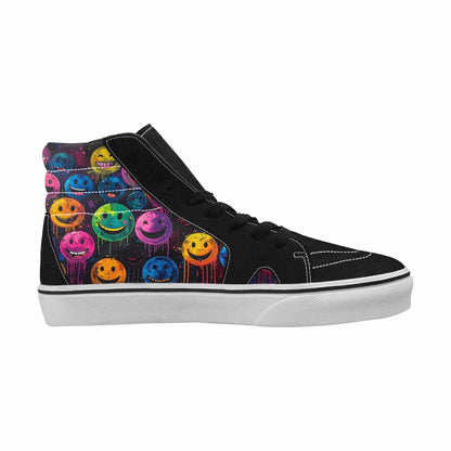MEN'S Smiley Faces  Glow High Top Canvas Wallpaper Art Sneakers