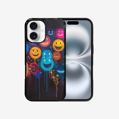 iPhone 16 Case — Smiley Faces Glow Smiley Faces Pattern, Customized Protective Case