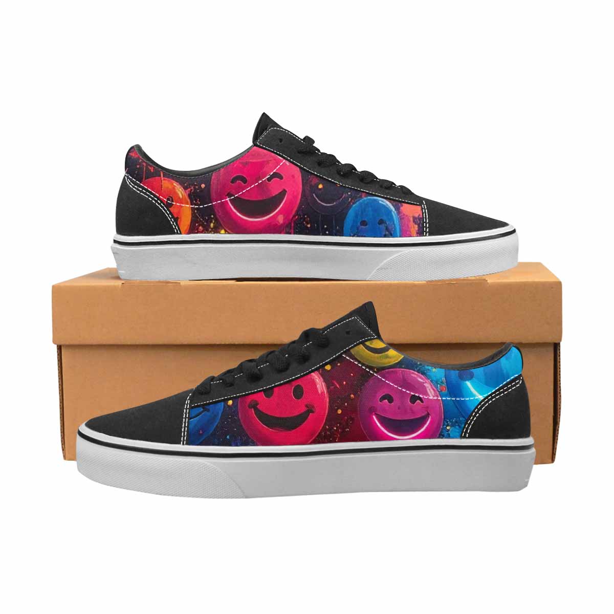 WOMEN'S Smiley Faces × Glow Lace-Up Canvas Aesthetic Custom Shoes