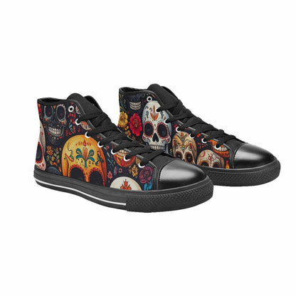 WOMEN'S Skull High Top Canvas Grunge Custom Sneakers