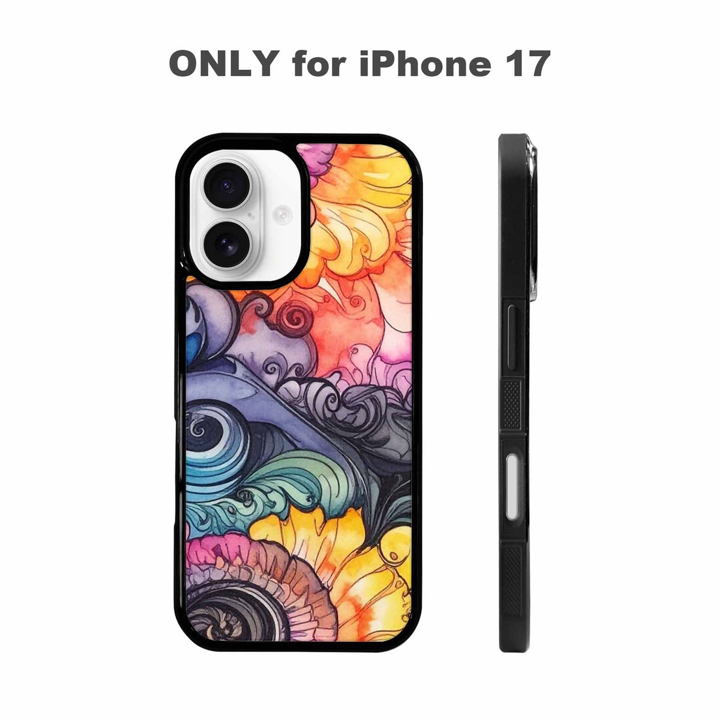 iPhone 17 Case — Tie Dye Swirls (black Tie Dye, Custom Designed Case Cover