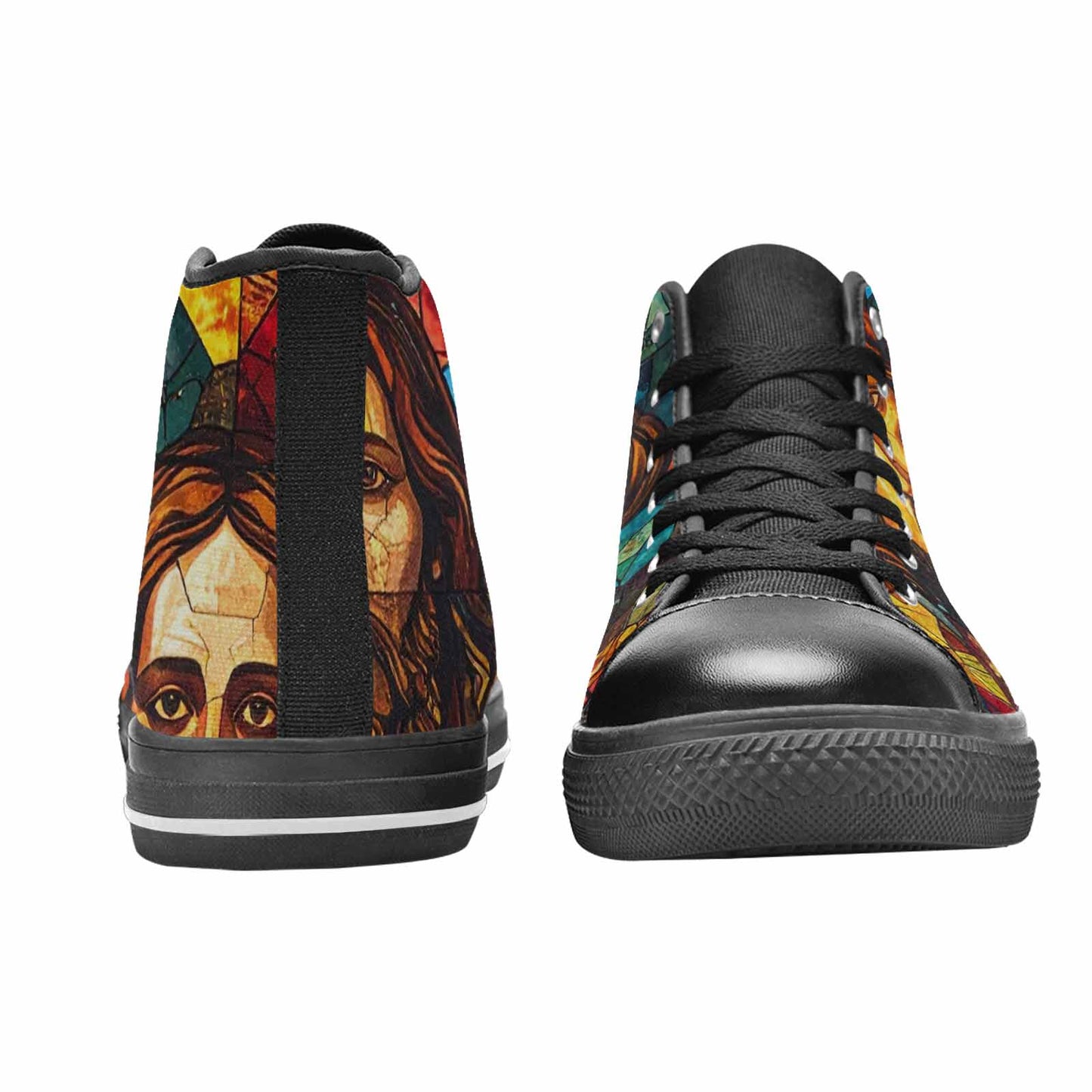 MEN'S Jesus Face Small High Top Canvas Wallpaper Art Sneakers