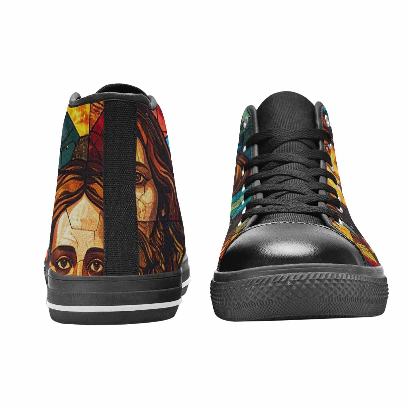 MEN'S Jesus Face Small High Top Canvas Wallpaper Art Sneakers