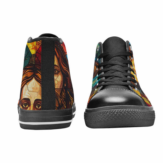 MEN'S Jesus Face Small High Top Canvas Wallpaper Art Sneakers