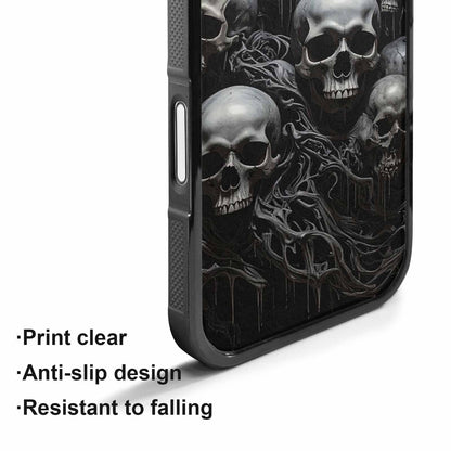 iPhone 17 Case — Grey Dark Black And Gothic Skulls, Custom Designed Case Cover