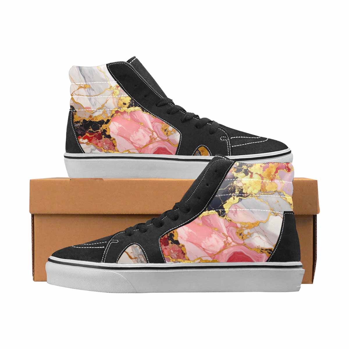 WOMEN'S Marble High Top Canvas Original Design Vivid All Over Print Shoes