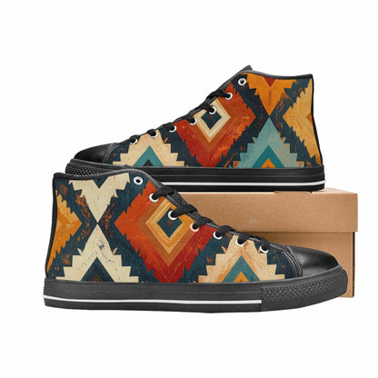MEN'S Southwestern Geometric Diamond High Top Canvas Wallpaper Art Custom Shoes