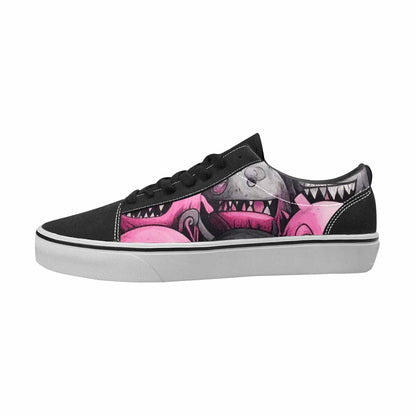 MEN'S Monsters Black & Pink Ink Canvas Custom Fashion Wallpaper Art Custom Shoes