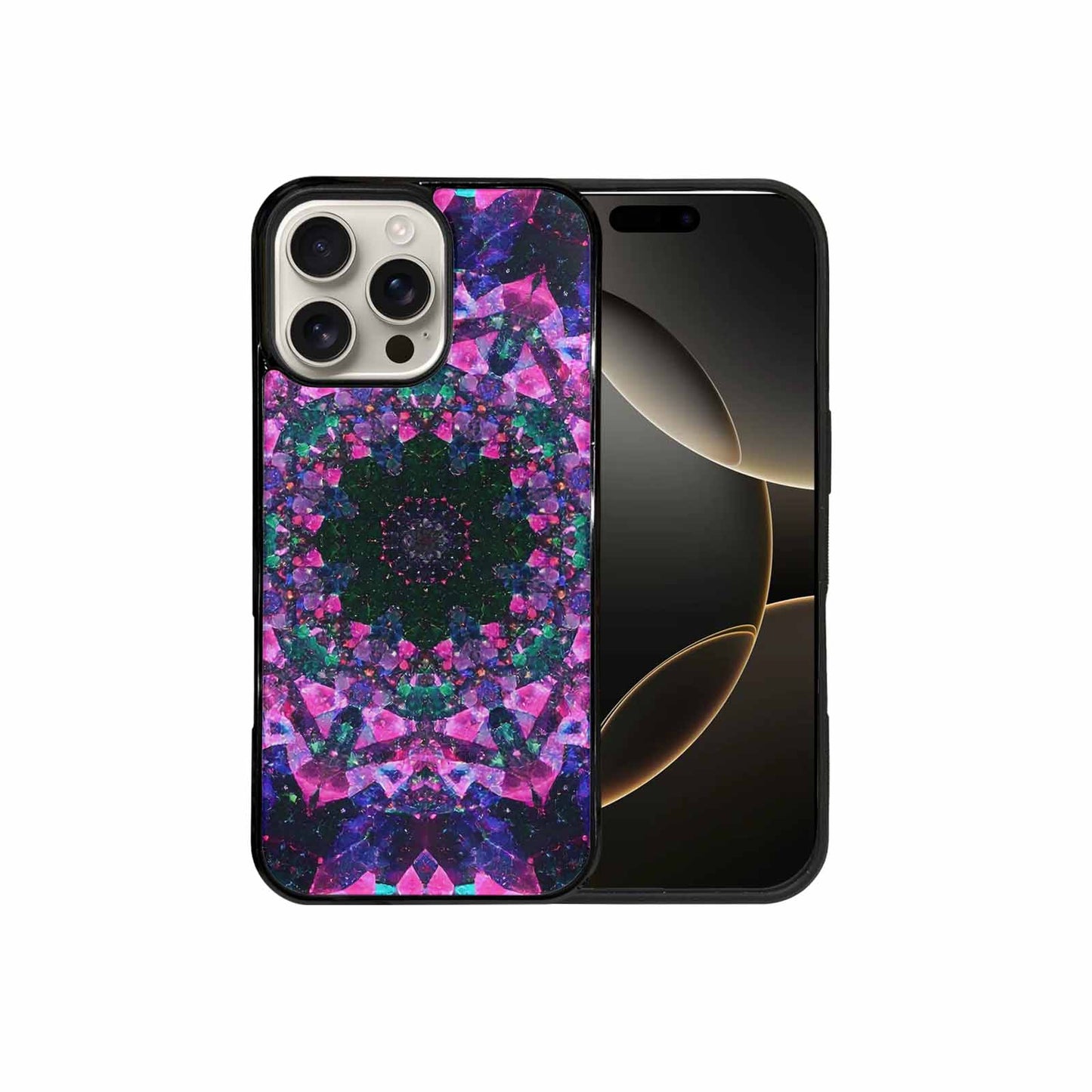 iPhone 16 Pro Max Case — Crystal Mandala Art Seamless Pattern Vibrant, Custom Phone Case