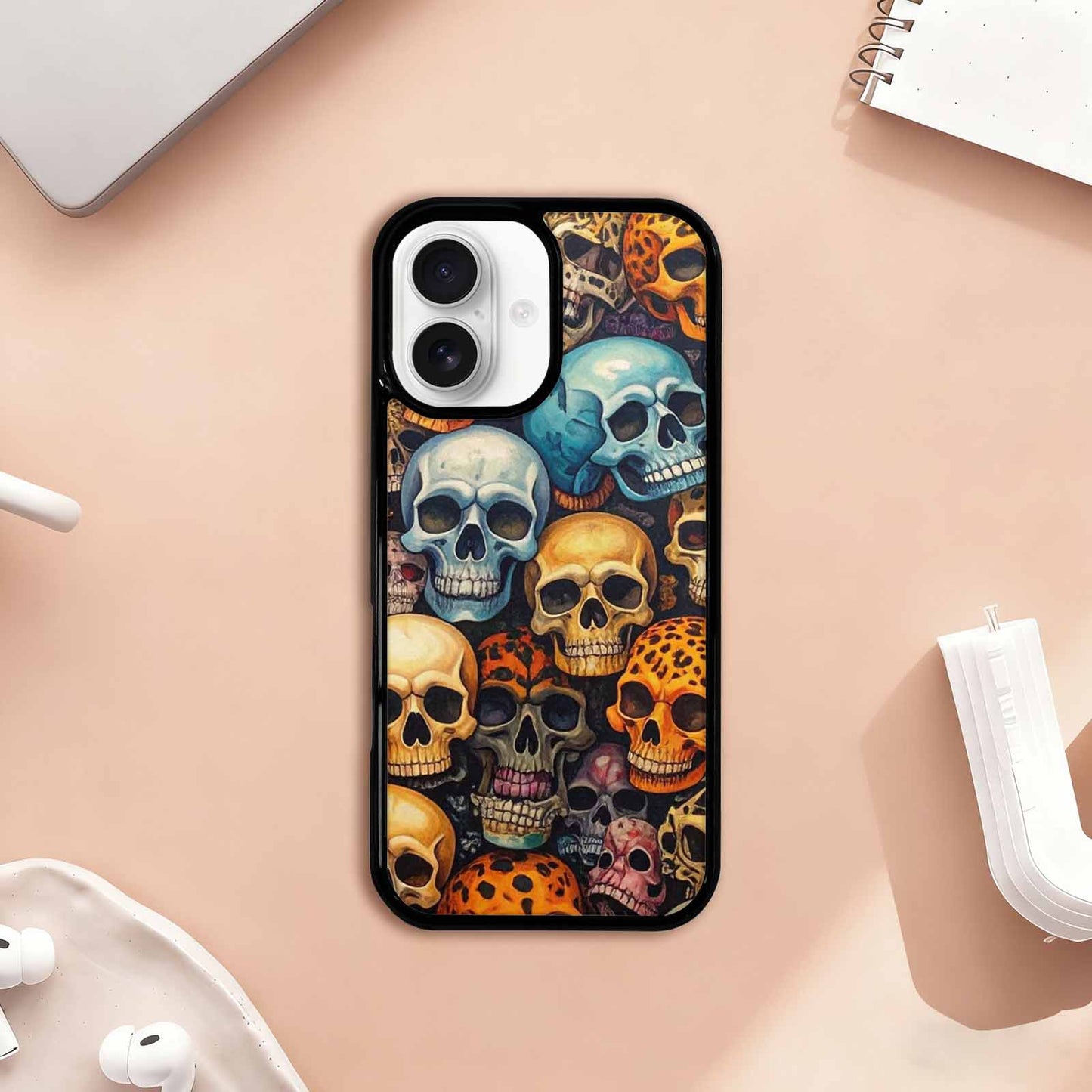 iPhone 17 Case — Skulls Pattern Hundreds Of Gothic Skulls, Custom Printed Phone Case