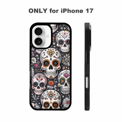 iPhone 17 Case — Greyscale Black And White Gothic Skulls, Customized Protective Case