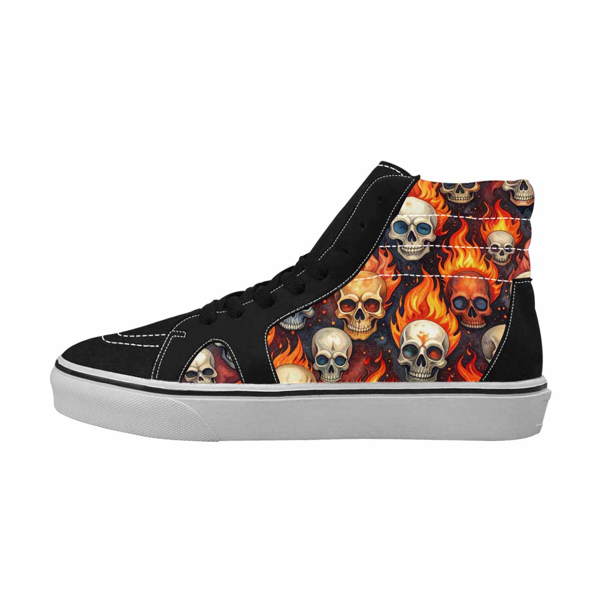 WOMEN'S Skulls - Flaming High Top Canvas Neon Fantasy Shoes