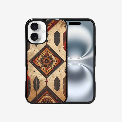 iPhone 16 Case — Native American Geometric Pattern Arrows Feathers, Custom Phone Case