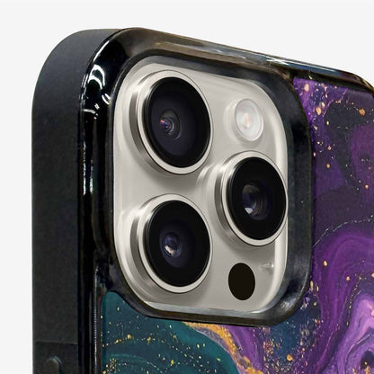 iPhone 15 Pro Max Case — Marbled Swirl Texture Blended With Galaxy, Unique Phone Case Design