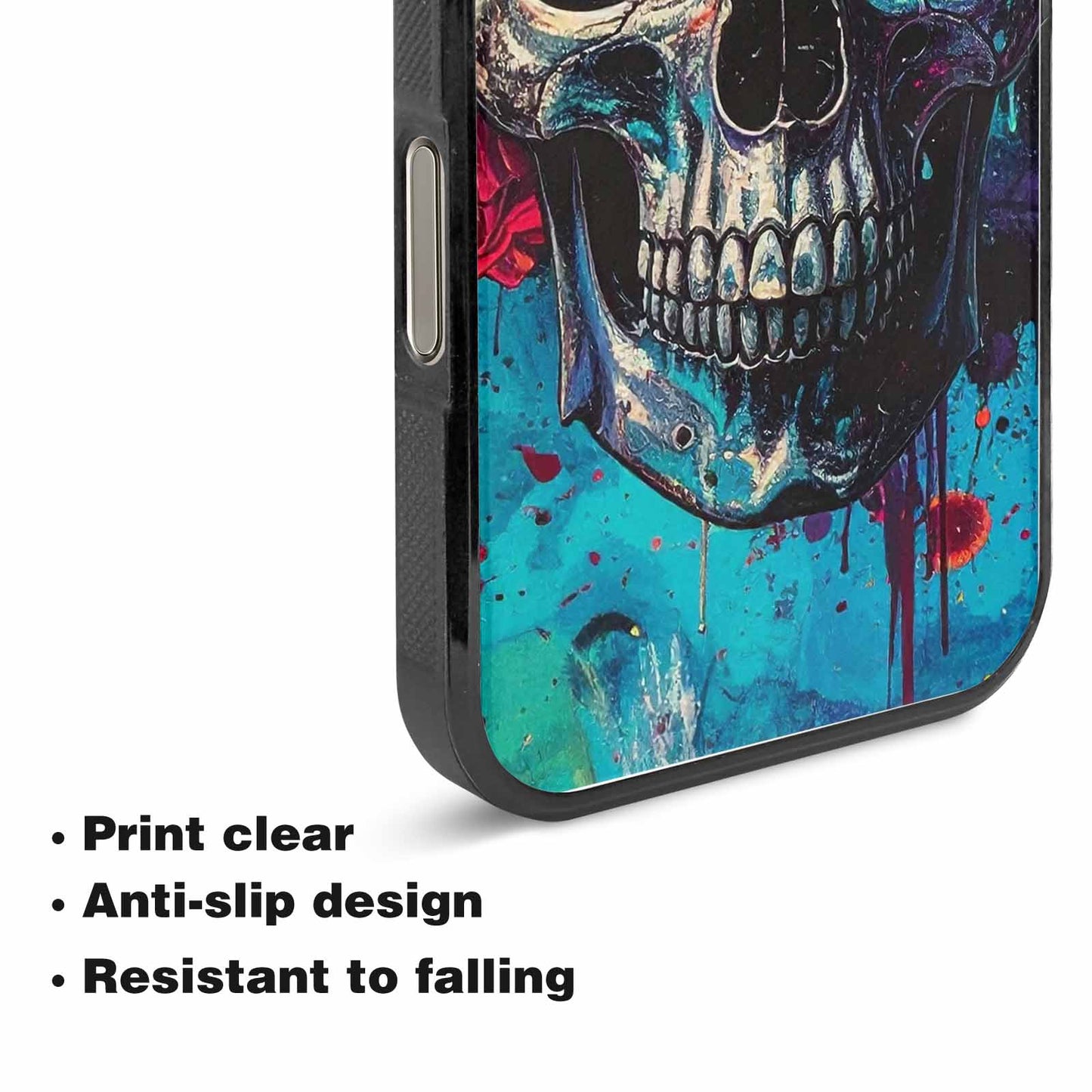 iPhone 15 Pro Max Case — Skulls Roses Acid Wash Custom, Unique Phone Case Design