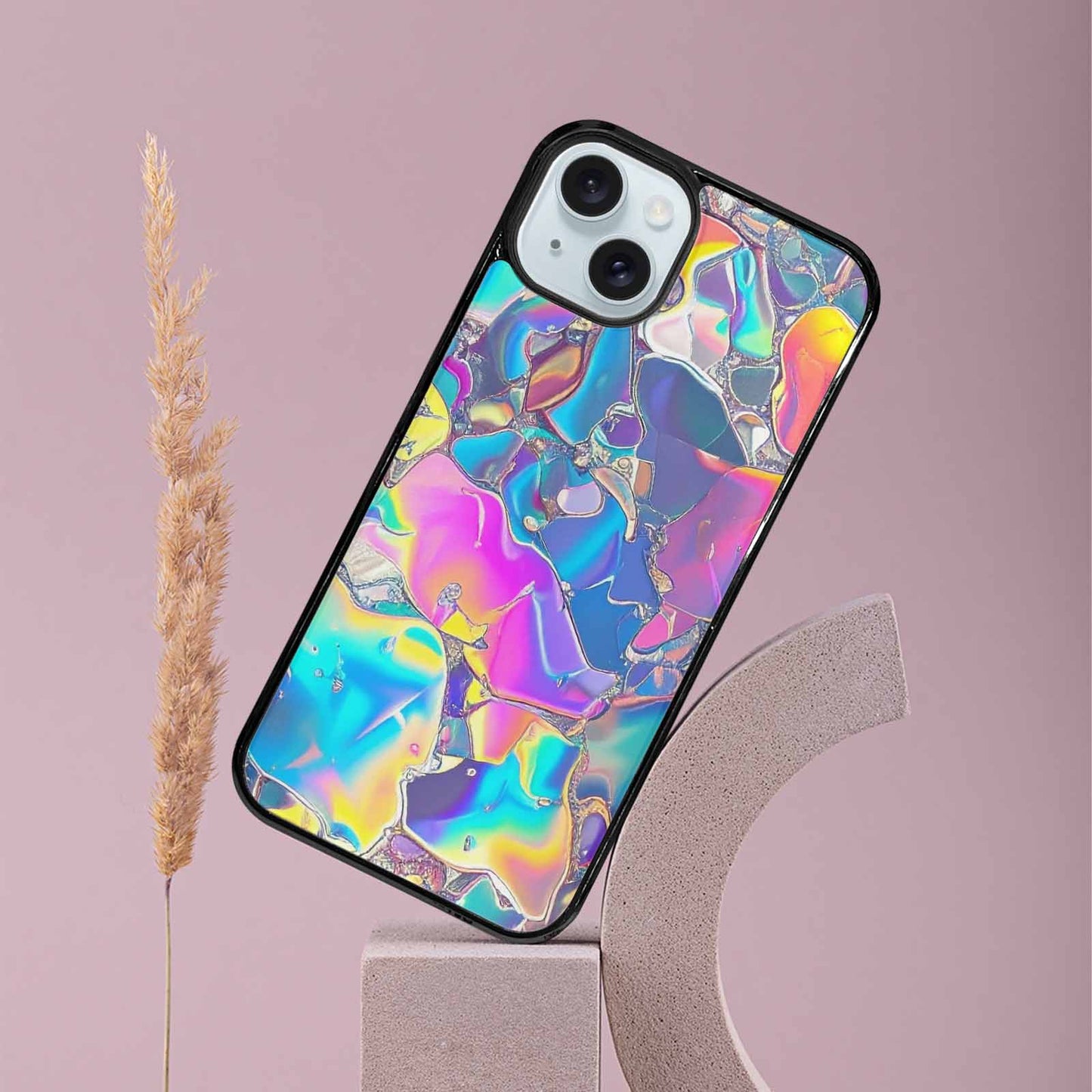 iPhone 15 Plus Case — Holographic Iridescent Shimmer Pattern Hundreds Of, Custom Art Phone Cover