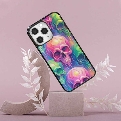iPhone 15 Pro Max Case — Candy Color Dripping Skulls Custom, Custom Printed Phone Case