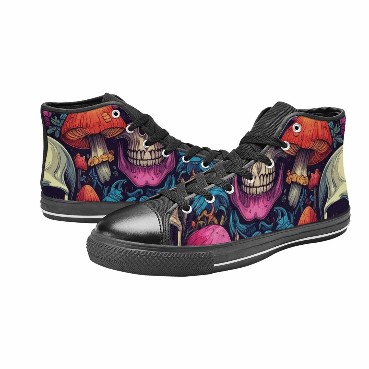 MEN'S Mushroom Skull High Top Canvas Vibrant Chaos Custom Shoes