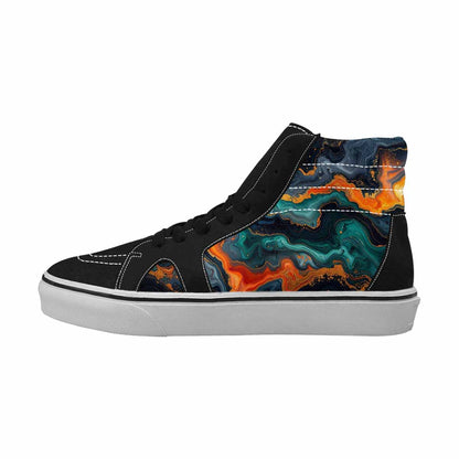 WOMEN'S Marble Dark High Top Canvas Neon Fantasy Custom Sneakers