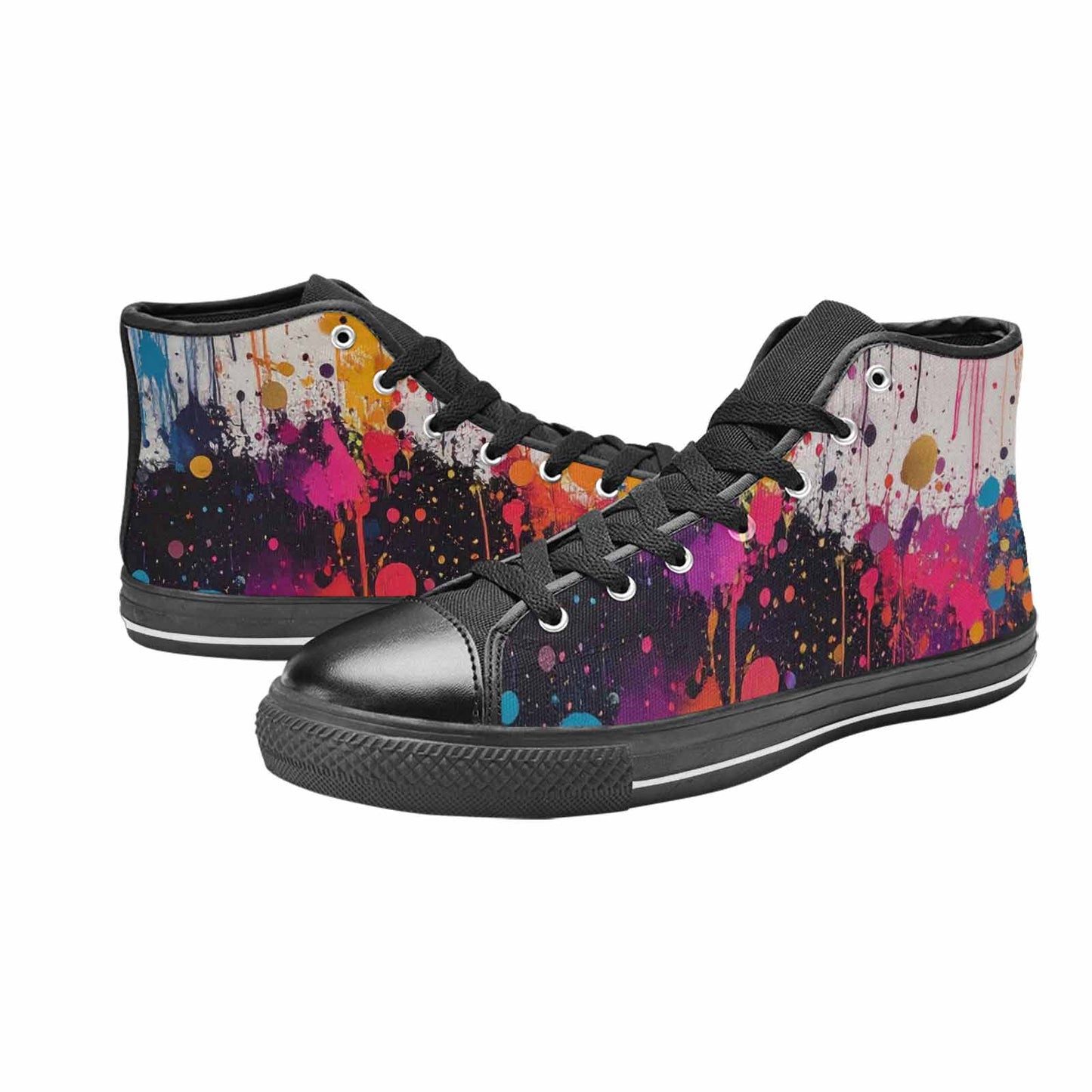 WOMEN'S Paint Splatter High Top Canvas Surreal Custom Shoes