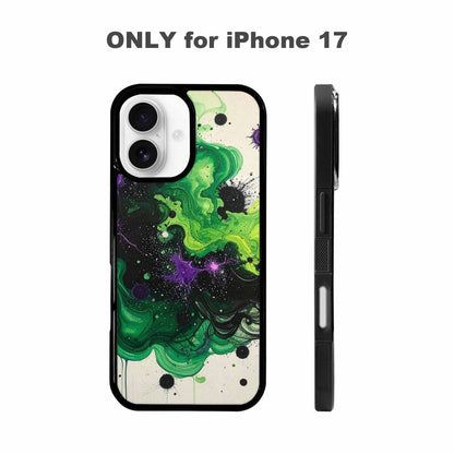 iPhone 17 Case — Black &amp; Green Ink Galaxy Space, Custom Designed Case Cover