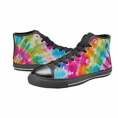 MEN'S Tie Dye Rainbow Twist High Top Canvas Vibrant Chaos Custom Sneakers