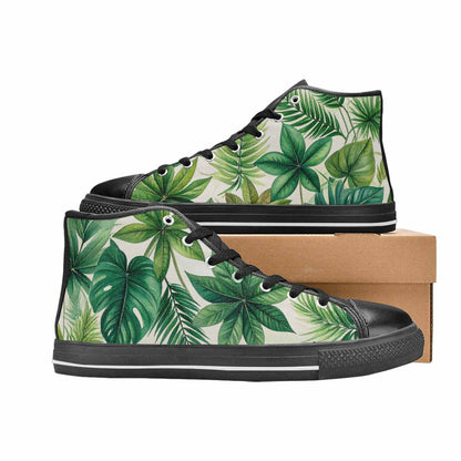 WOMEN'S Seven-Point Palmate Leaf High Top Canvas Cottagecore Custom Sneakers