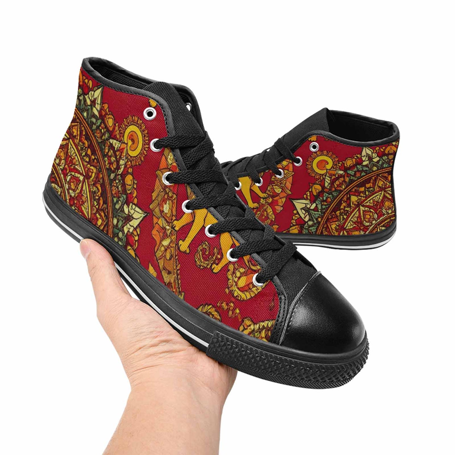 WOMEN'S Mandala Lions High Top Canvas Dark Academia Shoes
