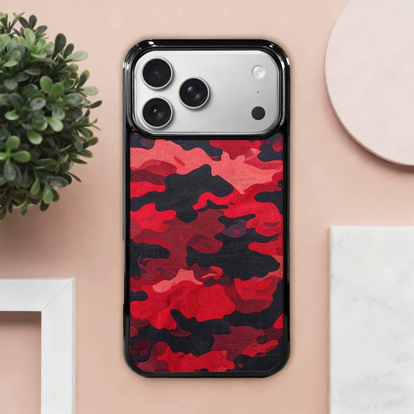 iPhone 17 Pro Max Case — Tactical Camo Red Black Custom Camo, Custom Phone Case