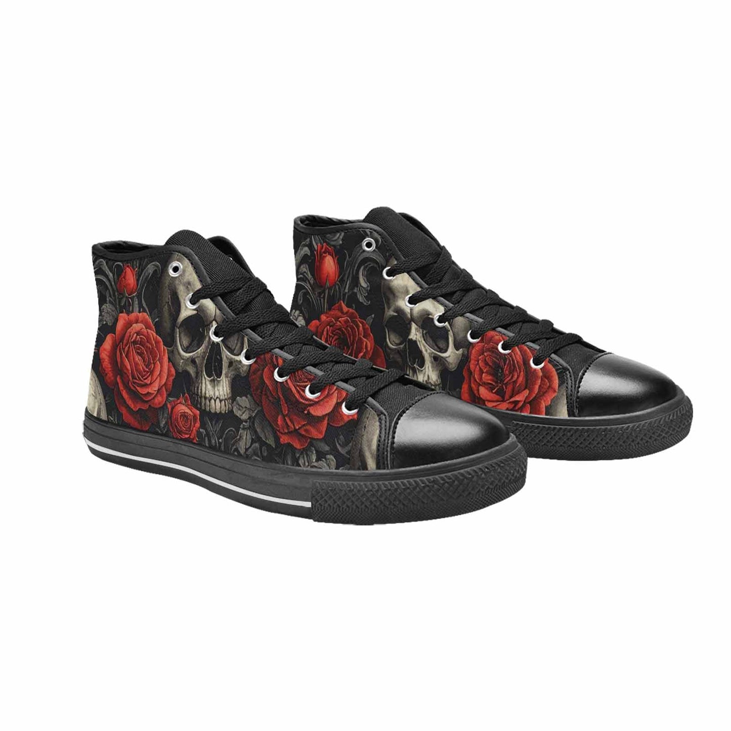 MEN'S Skulls Roses Fine Line High Top Canvas Surreal Sneakers