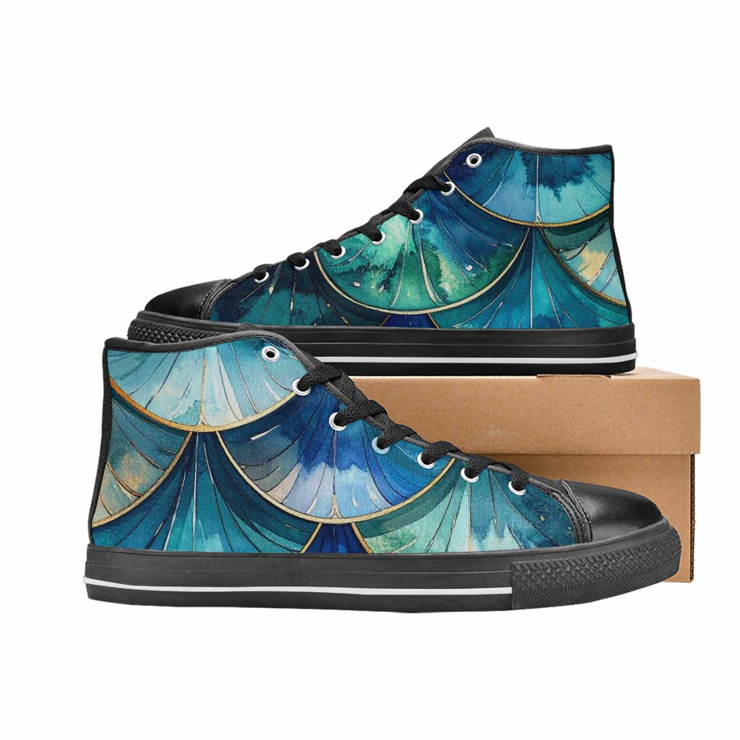 WOMEN'S Mermaid Scale High Top Canvas Grunge Sneakers