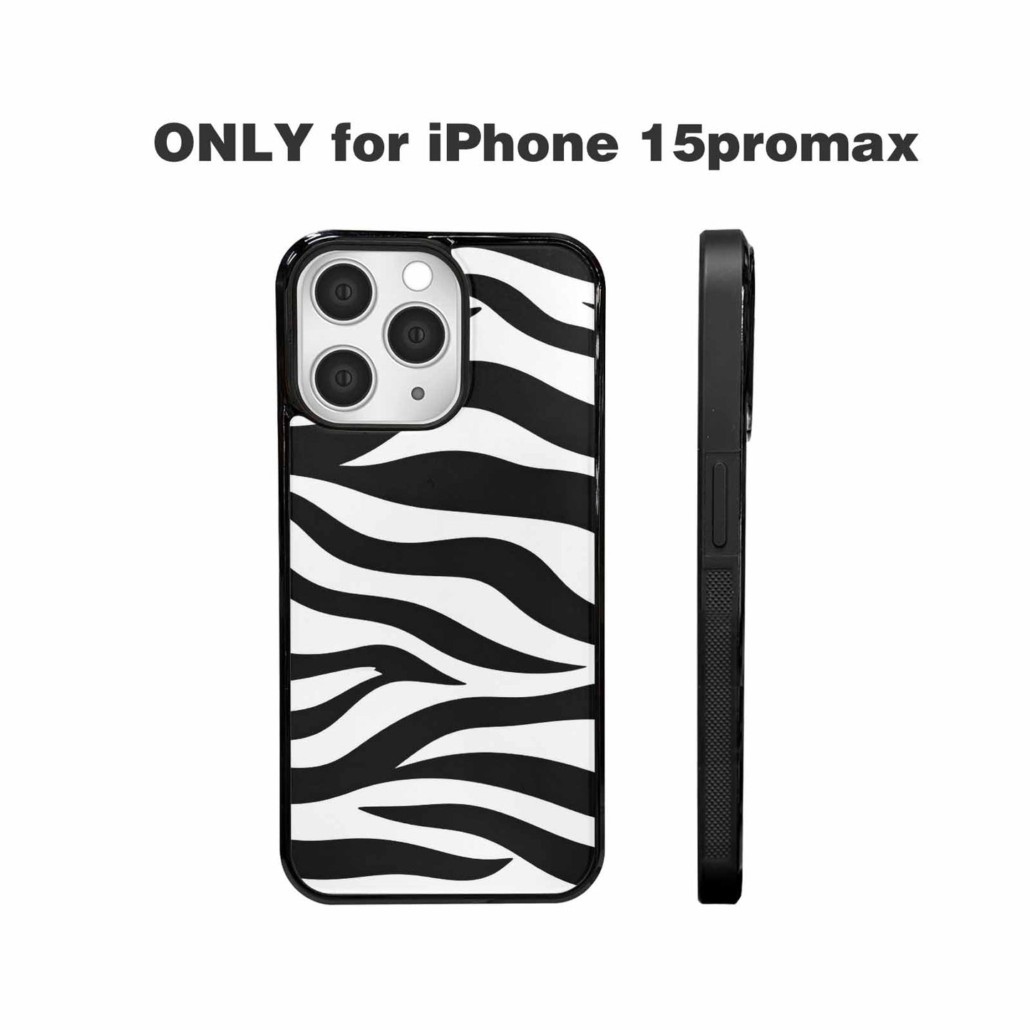 iPhone 15 Pro Max Case — Zebra Print Black White, Custom Art Phone Cover