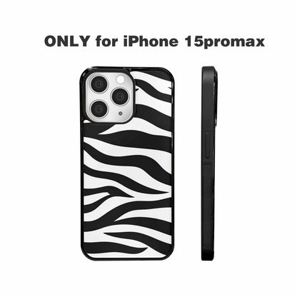 iPhone 15 Pro Max Case — Zebra Print Black White, Custom Art Phone Cover