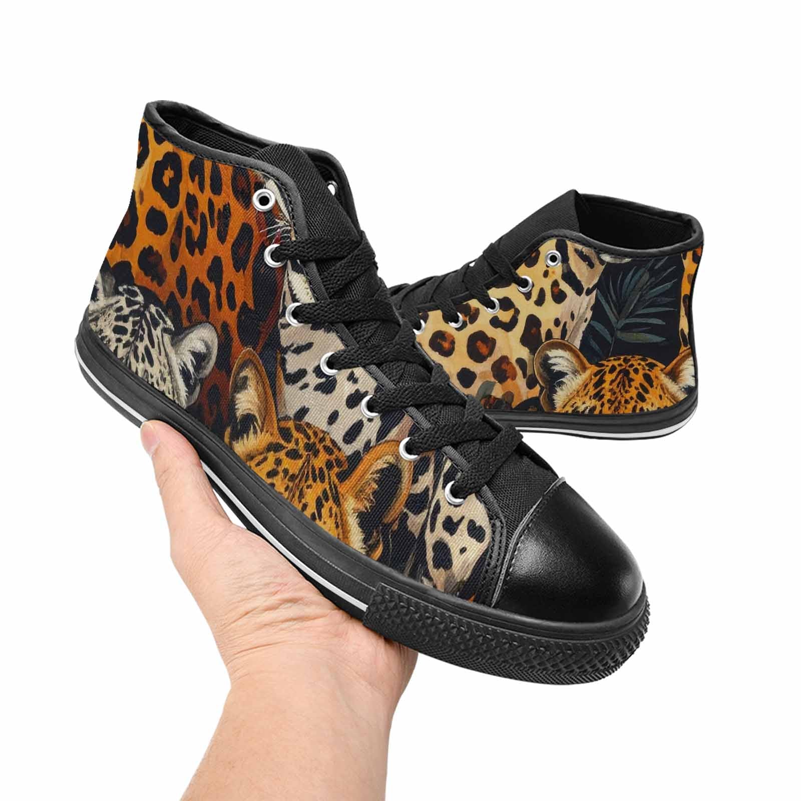 MEN'S Animal Print High Top Canvas Vibrant Chaos Custom Sneakers