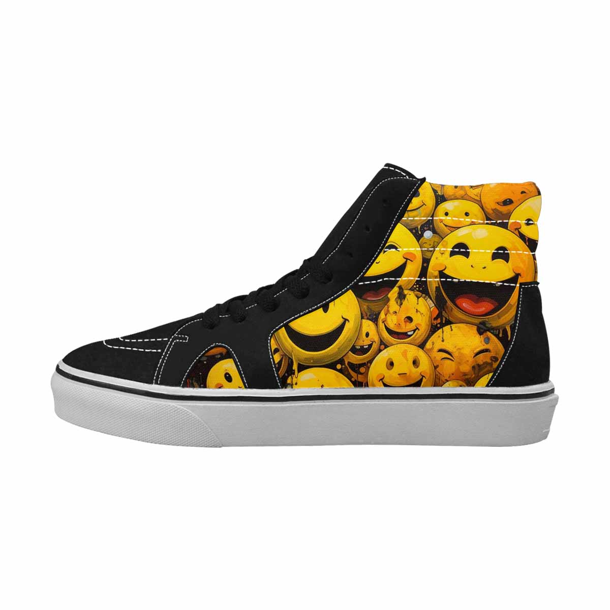 MEN'S Melting Moon Smiley — High Top Canvas Cottagecore Custom Sneakers